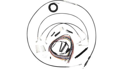 LA Choppers - LA Choppers Complete Handlebar Cable/Brake & Clutch Line/Wire Kit - Black Vinyl - LA-8155KT2-13B