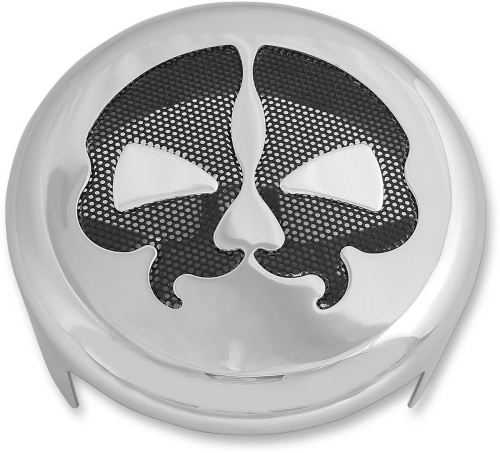 Drag Specialties - Drag Specialties Horn Cover - Chrome with Black Split Skull - 2107-0249
