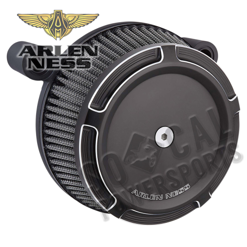 Arlen Ness - Arlen Ness Big Sucker Stage I Air Filter Kit with Cover - Beveled - Black - 50-841