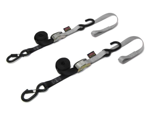 Powertye - Powertye 1in. Soft-Tye Tie-Downs with Secure Hooks - Silver - 23624-S