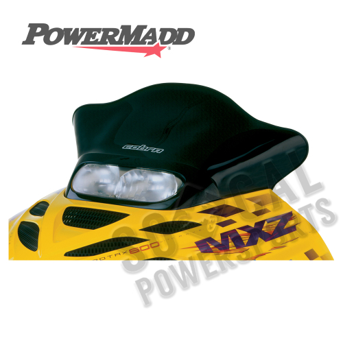 Powermadd - Powermadd Cobra Windshield - 13.25in. - Black with Cobra logo - 10322013