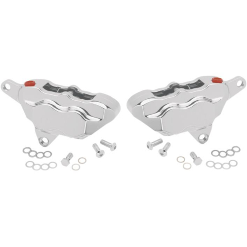 Hawg Halters Inc - Hawg Halters Inc 4 Piston Dual Disc Front Brake Caliper Kit - Chrome - FKDDCC550