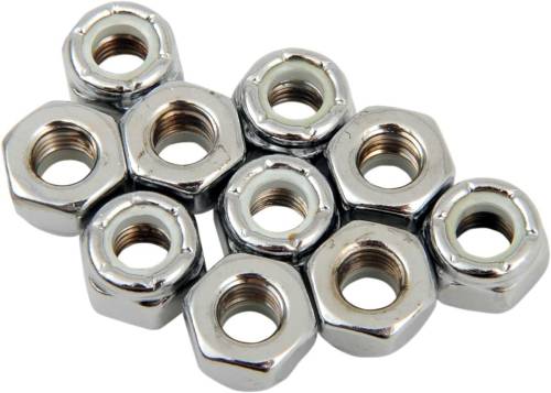 Drag Specialties - Drag Specialties Chrome Nylon Insert Nuts - 1/4in.-28 - MPB274