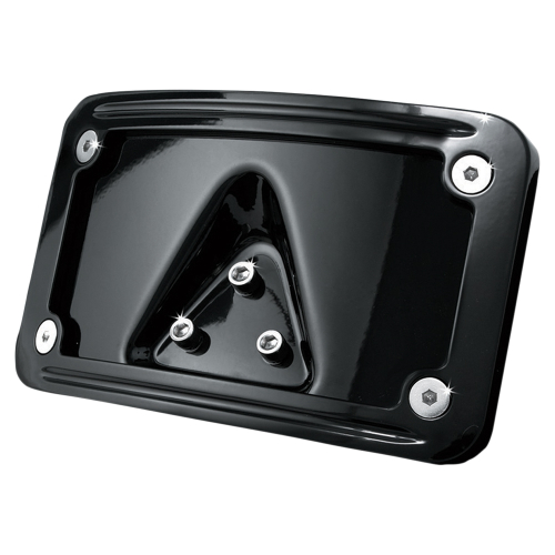 Kuryakyn - Kuryakyn Curved Laydown License Plate Mount with Frame - Gloss Black - 3148
