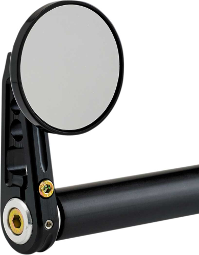 Joker Machine - Joker Machine 2 1/4in. Round Bar End Mirror - Stem D - Black Anodized - 09-312-DB