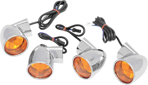 Drag Specialties - Drag Specialties DOT Bullet Style Turn Signal Kit - Diamond Mount Bases - 12-0224