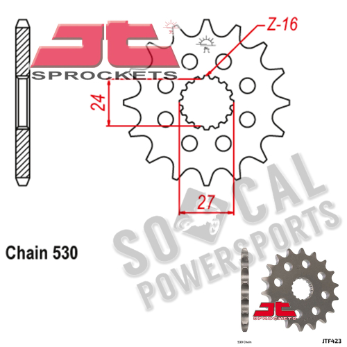 JT Sprockets - JT Sprockets Steel Front Sprocket - 16T - JTF423.16