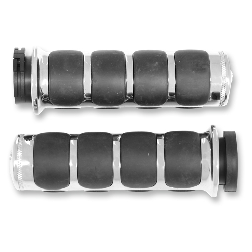 Kuryakyn - Kuryakyn ISO Grips with Chrome Accent Rings without Throttle Boss - 6205
