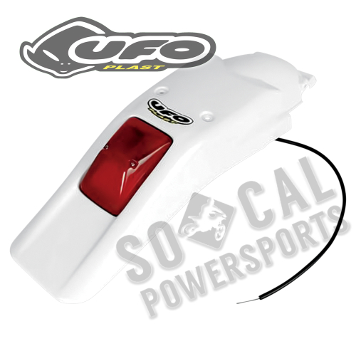 UFO Plastics - UFO Plastics Enduro Rear Fender with Light - White - XR03611-041