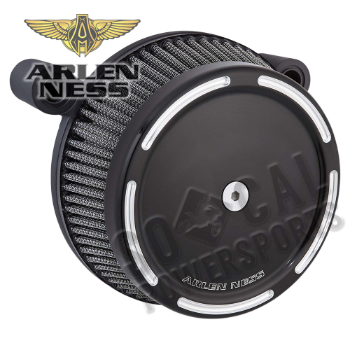 Arlen Ness - Arlen Ness Big Sucker Stage I Air Filter Kit with Cover and Synthetic Filter - Slot Track - Black - 50-835