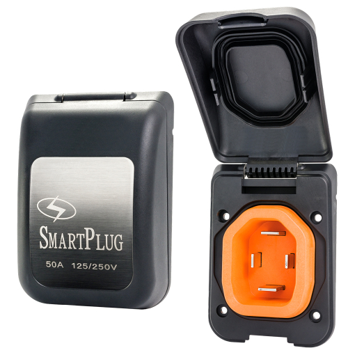 SmartPlug - SmartPlug 50 Amp Non Metallic Black Inlet - Boat &amp; RV Side