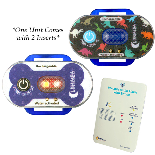 Lunasea Lighting - Lunasea Child/Pet Safety Water Activated Strobe Light w/RF Transmitter - Blue Case