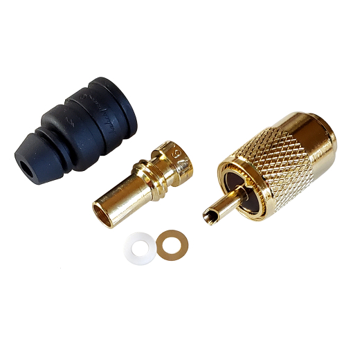 Shakespeare - Shakespeare PL-259-58-G Gold Solder-Type Connector w/UG175 Adapter & DooDad&reg; Cable Strain Relief f/RG-58x