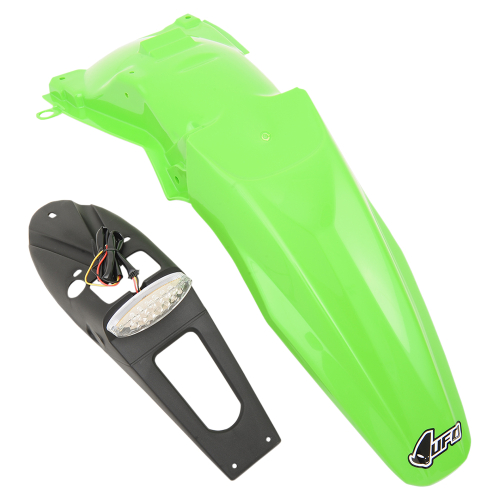 UFO Plastics - UFO Plastics Enduro Rear Fender with LED Light  - 05-12 KX Green - KA03791-026
