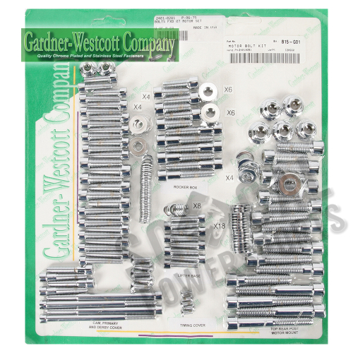 Gardner-Westcott - Gardner-Westcott Motor Chrome Steel Socket-Head Bolt Kit - P-96-75