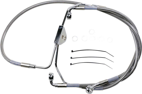 Drag Specialties - Drag Specialties Extended Stainless Steel Front Brake Line Kit - Clear Coated - 15 3/8in./27in. - 620085-4