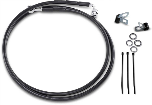 Drag Specialties - Drag Specialties Extended Stainless Steel Front Brake Line Kit - Black Vinyl Coated - 56 7/8in. - 640115-10BLK