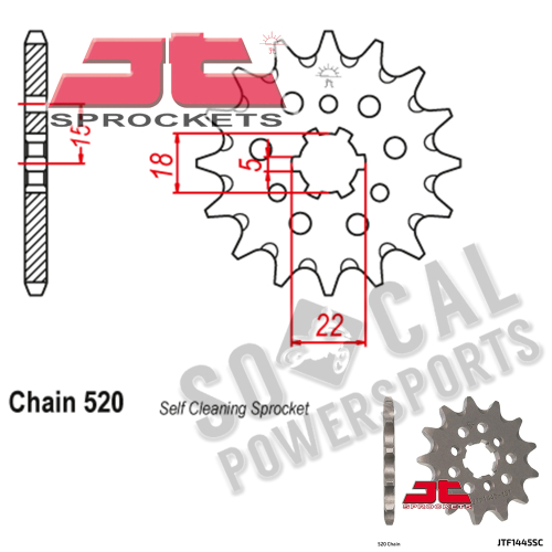 JT Sprockets - JT Sprockets Self-Cleaning Steel Front Sprocket - 13T - JTF1445.13SC