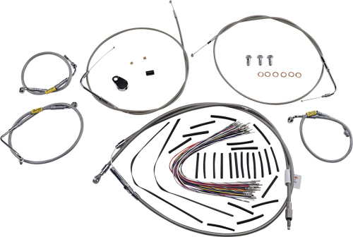 Burly Brand - Burly Brand Extended Cable/Brake Line Kit for 13in. Gorilla Handlebars - Stainless Steel - B30-1292