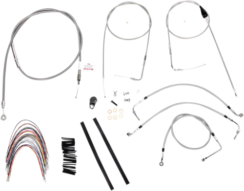 Burly Brand - Burly Brand Extended Cable/Brake Line Kit for 14in. Gorilla Handlebars - Stainless Steel - B30-1088