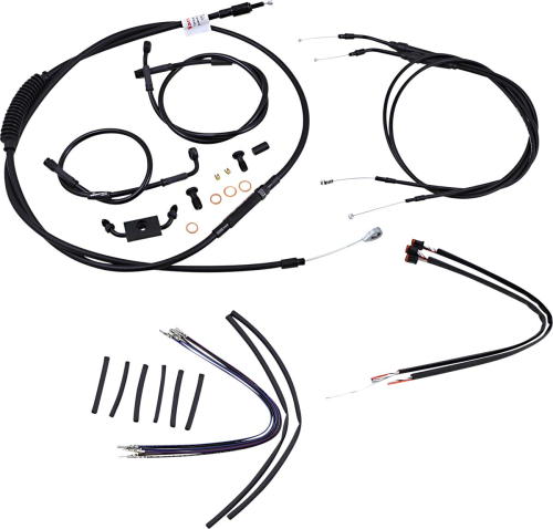 Burly Brand - Burly Brand Extended Cable/Brake Line Kit for 16in. Ape Handlebars - Black Vinyl - B30-1123