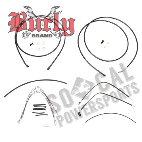 Burly Brand - Burly Brand Extended Cable/Brake Line Kit for 15in. Ape Handlebars - Black Vinyl - B30-1116
