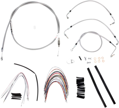 Burly Brand - Burly Brand Extended Cable/Brake Line Kit for 16in. Gorilla Handlebars - Stainless Steel - B30-1092