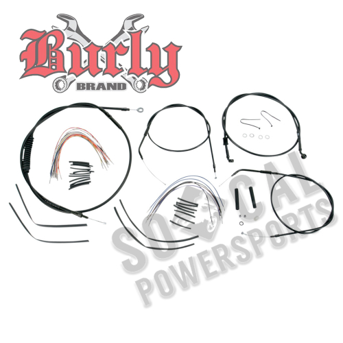 Burly Brand - Burly Brand Extended Cable/Brake Line Kit for 16in. Ape Handlebars - Black Vinyl - B30-1003