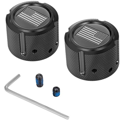 Figurati Designs - Figurati Designs Front Axle Nut Cover - Black with Contrast Cut American Flag - FD26R-FAC-BK