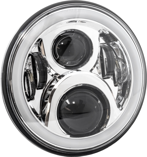 Letric Lighting Co. - Letric Lighting Co. 7in. Premium Wide-Array LED Headlight with Full-HALO - Chrome - LLC-LHC-7DC
