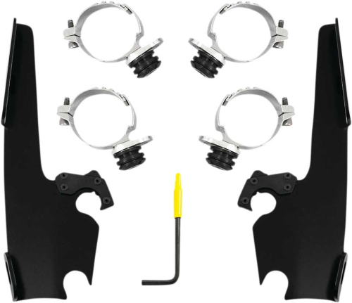 Memphis Shades - Memphis Shades Trigger-Lock Mount Kit for Fats/Slim Windshields - Black - MEB2054