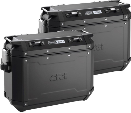 GIVI - GIVI Outback Series 37L Aluminum Side Cases - Pair (Left and Right) - Black - OBKN37BPACK2A