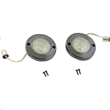 Custom Dynamics - Custom Dynamics Probeam Flat Bezel Dynamic Ringz LED Front Turn Signal Inserts - Gloss Black - PB-FA-AW-1157BS