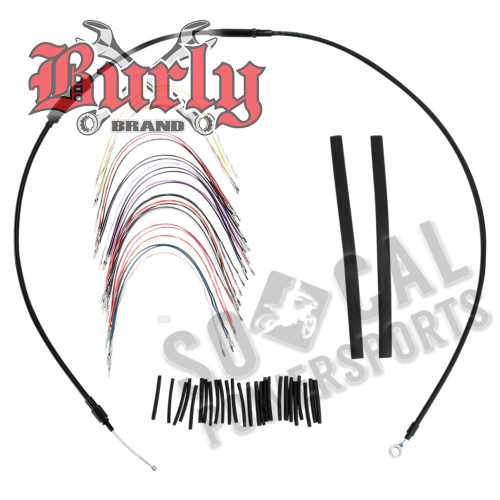 Burly Brand - Burly Brand Extended Cable/Brake Line Kit for 13in. Ape Handlebars - Black Vinyl - B30-1048