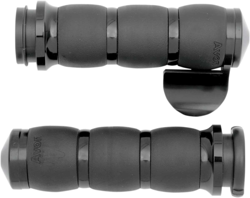 Avon Grips - Avon Grips Velvet Air Cushion Grips with Throttle Boss - Black Anodized - AIR-96-FLY-BOSS