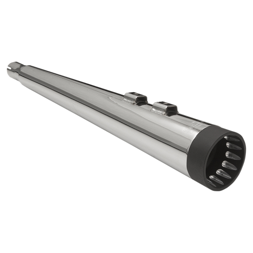 Bassani Manufacturing - Bassani Manufacturing 4in. DNT Megaphone Muffler with Acoustically Tuned Baffle - Chrome with Black Polished End Cap - 1F57DNT5
