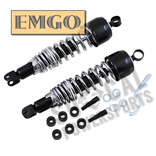 Emgo - Emgo Classic Shocks - 340mm Eye/Clevis - Black/Chrome Shroud - 17-05532