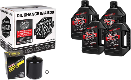 Maxima - Maxima Twin Cam Synthetic Quick Oil Change Kit with Black Filter - 90-119014PB
