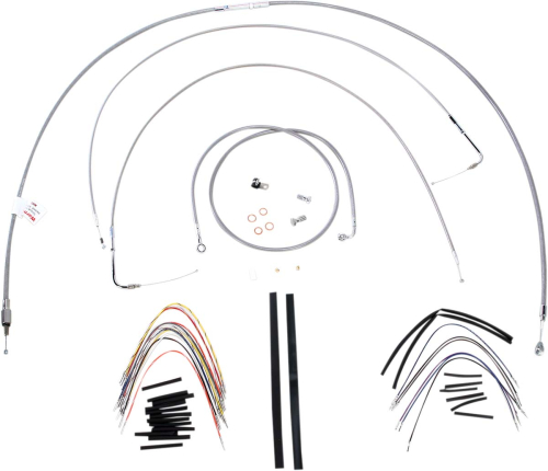 Burly Brand - Burly Brand Extended Cable/Brake Line Kit for 18in. Gorilla Handlebars - Stainless Steel - B30-1057