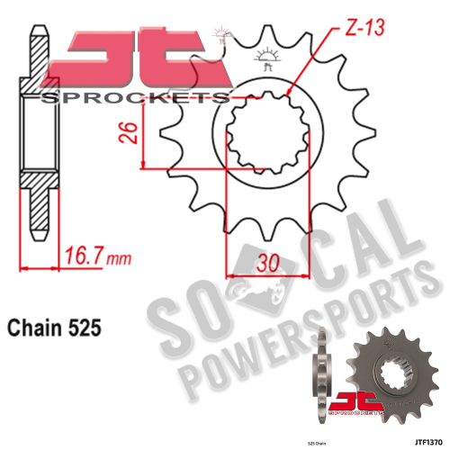 JT Sprockets - JT Sprockets Steel Front Sprocket - 16T - JTF1370.16