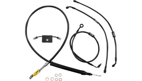 LA Choppers - LA Choppers Cable/Brake Line Kit - 12-14in. Ape Hangers - Midnight - LA-8157KT-13M
