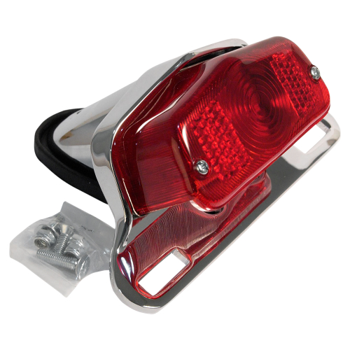 Emgo - Emgo Lucas Style Taillight with Chrome Bracket - Clear Lens - 62-21510