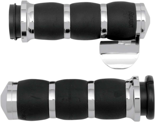 Avon Grips - Avon Grips Velvet Air Cushion Grips with Throttle Boss - Chrome - AIR-93-BOSS