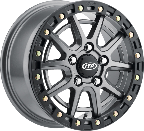 ITP - ITP Storm SS Series SD10 Wheel -15x7 - 6+1 - 5/4.5 - Gray with Black Ring - 15SD545BX