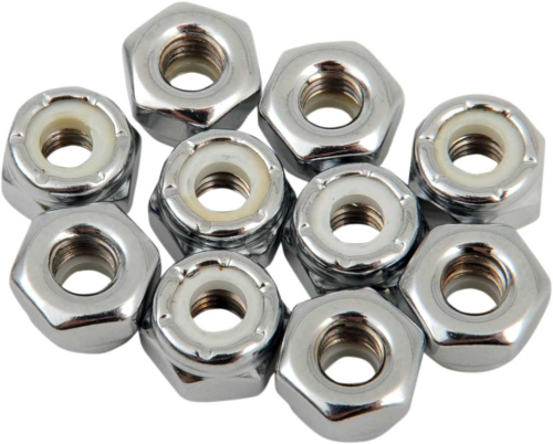 Drag Specialties - Drag Specialties Chrome Nylon Insert Nuts - 10-32 - MPB272
