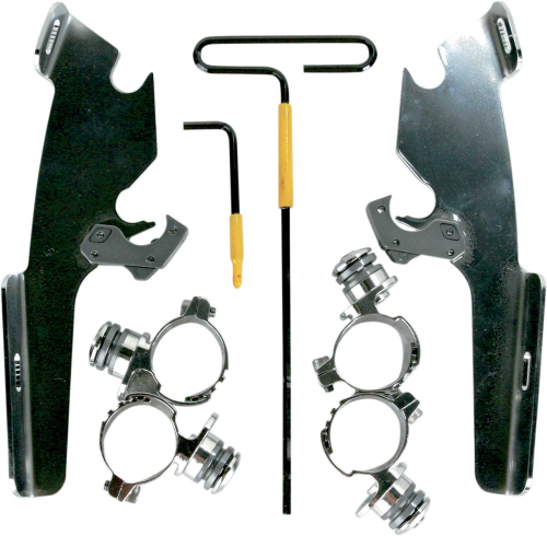 Memphis Shades - Memphis Shades Trigger-Lock Mount Kit for Batwing Fairing and Fats/Slim Windshields - Polished - MEM8982