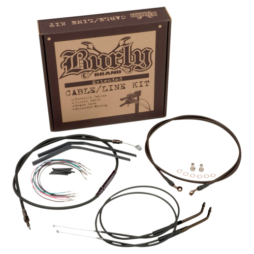 Burly Brand - Burly Brand Extended Cable/Brake Line Kit for 12in. Ape Handlebars - Black Vinyl - B30-1006