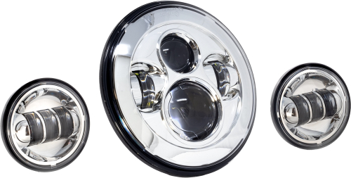 Letric Lighting Co. - Letric Lighting Co. 7in. Premium LED Headlight and Passing Lamps - Chrome - LLC-LHK-7C