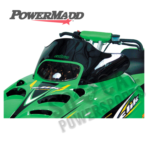 Powermadd - Powermadd Cobra Windshield - 10.25in. - Black/Cobra Logo - 12323