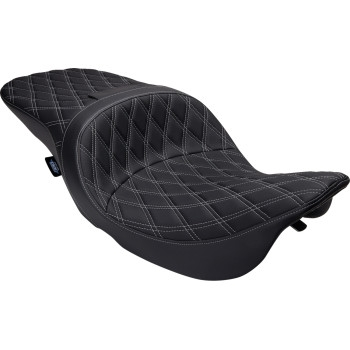 Drag Specialties - Drag Specialties Freedom Touring Seat - Double Diamond - Silver Thread - 0801-1506